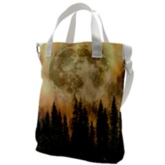 Moon Nature Forest Pine Trees Sky Full Moon Night Canvas Messenger Bag by danenraven