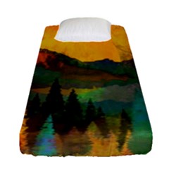 Trees Mountains Sun Sunrise Warm Red Yellow Fitted Sheet (single Size) by danenraven