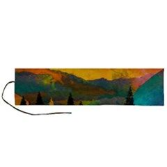 Trees Mountains Sun Sunrise Warm Red Yellow Roll Up Canvas Pencil Holder (l) by danenraven