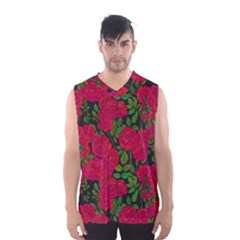 Seamless-pattern-with-colorful-bush-roses Men s Basketball Tank Top