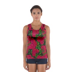 Seamless-pattern-with-colorful-bush-roses Sport Tank Top 