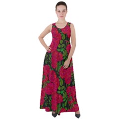 Seamless-pattern-with-colorful-bush-roses Empire Waist Velour Maxi Dress by BangZart
