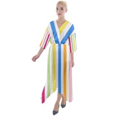 Stripes-g9dd87c8aa 1280 Quarter Sleeve Wrap Front Maxi Dress