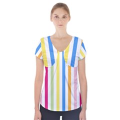 Striped Short Sleeve Front Detail Top