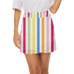Striped Mini Front Wrap Skirt