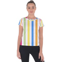 Striped Short Sleeve Sports Top 