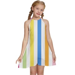 Striped Kids  Halter Collar Waist Tie Chiffon Dress