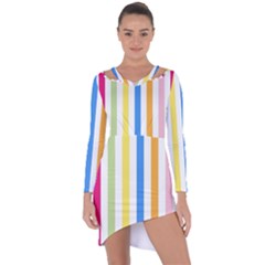 Striped Asymmetric Cut-Out Shift Dress