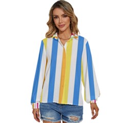 Striped Women s Long Sleeve Button Down Shirt