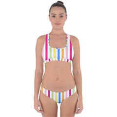 Striped Cross Back Hipster Bikini Set