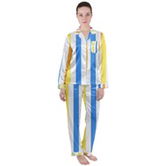 Striped Women s Long Sleeve Satin Pajamas Set	