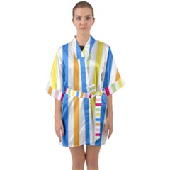 Striped Half Sleeve Satin Kimono 