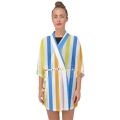 Striped Half Sleeve Chiffon Kimono