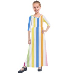 Striped Kids  Quarter Sleeve Maxi Dress