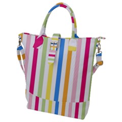 Striped Buckle Top Tote Bag