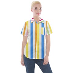 Striped Women s Short Sleeve Pocket Shirt