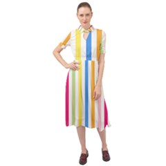 Striped Keyhole Neckline Chiffon Dress