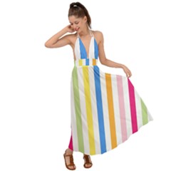 Striped Backless Maxi Beach Dress