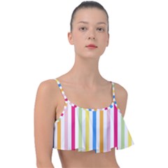 Striped Frill Bikini Top