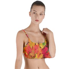 Autumn Background Maple Leaves Layered Top Bikini Top  by artworkshop