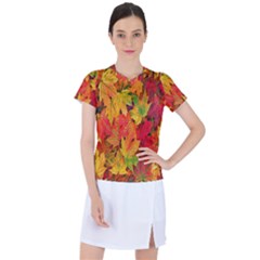 Autumn Background Maple Leaves Women s Sports Top by artworkshop