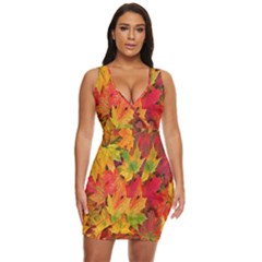 Autumn Background Maple Leaves Draped Bodycon Dress by artworkshop