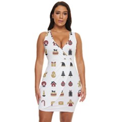 Christmas Symbols Draped Bodycon Dress