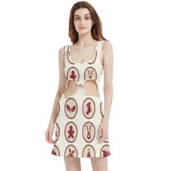 Christmas Winter Symbols Velour Cutout Dress