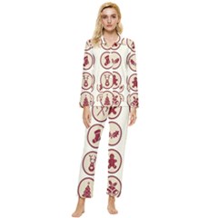 Christmas Winter Symbols Womens  Long Sleeve Velvet Pocket Pajamas Set