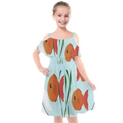 Fishbowl Fish Goldfish Water Kids  Cut Out Shoulders Chiffon Dress by artworkshop