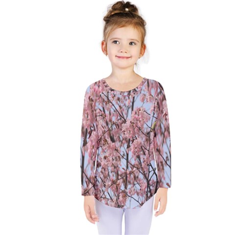 Japanese Sakura Background Kids  Long Sleeve Tee by artworkshop