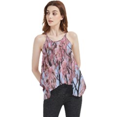 Japanese Sakura Background Flowy Camisole Tank Top