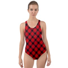Lumberjack Plaid Cut-out Back One Piece Swimsuit by artworkshop