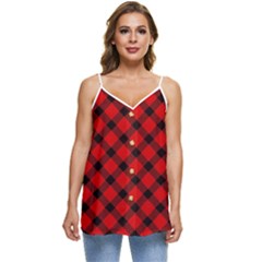 Lumberjack Plaid Casual Spaghetti Strap Chiffon Top by artworkshop