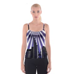 Superhero City Background Spaghetti Strap Top by artworkshop