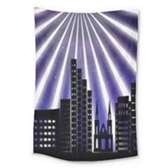 Superhero City Background Large Tapestry by artworkshop