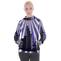 Superhero City Background Women s Hooded Pullover by artworkshop