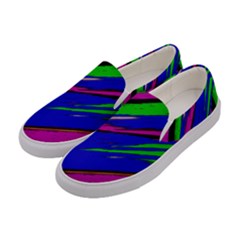 Diagonal Green Blue Purple And Black Abstract Art Women s Canvas Slip Ons by KorokStudios