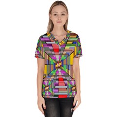 Art Background Abstract Women s V-neck Scrub Top by artworkshop