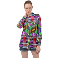 Art Background Abstract Long Sleeve Satin Shirt