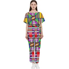 Art Background Abstract Batwing Lightweight Chiffon Jumpsuit