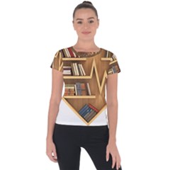 Bookshelf Heart Short Sleeve Sports Top  by artworkshop