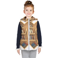 Bookshelf Heart Kids  Hooded Puffer Vest by artworkshop