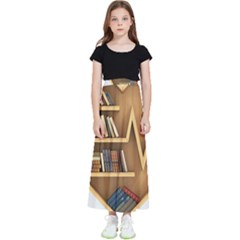 Bookshelf Heart Kids  Flared Maxi Skirt by artworkshop