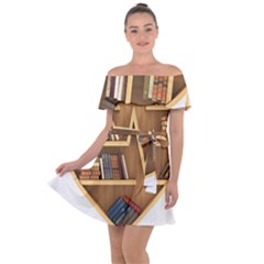 Bookshelf Heart Off Shoulder Velour Dress by artworkshop