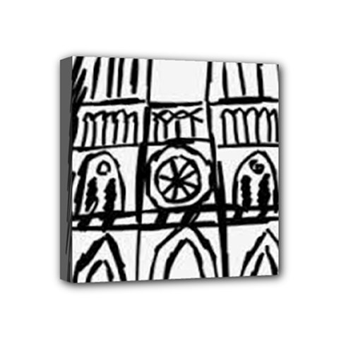 Gold Foil Notre Dame Mini Canvas 4  X 4  (stretched) by artworkshop