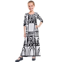 Gold Foil Notre Dame Kids  Quarter Sleeve Maxi Dress by artworkshop