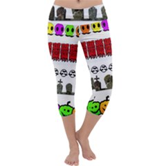 Halloween Borders Trick Capri Yoga Leggings by artworkshop