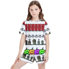 Halloween Borders Trick Kids  Tee And Sports Shorts Set by artworkshop