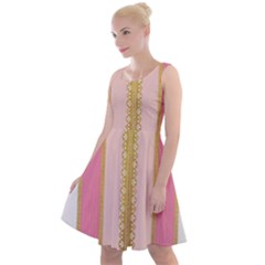 Lace Gold Euclidean Knee Length Skater Dress by artworkshop